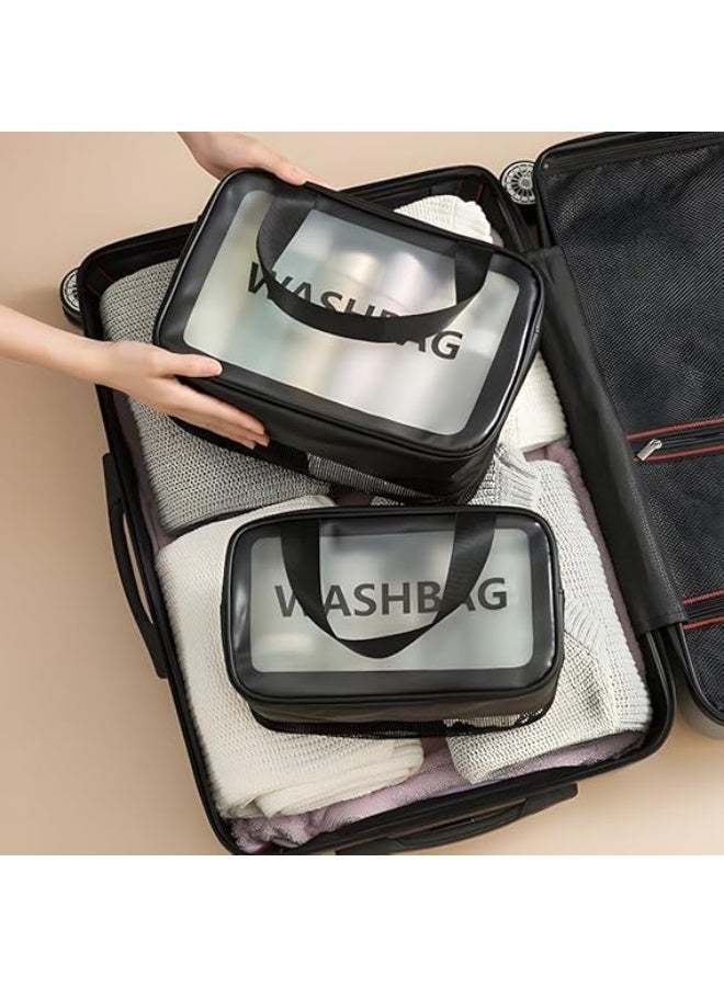 3pcs Clear Cosmetic Bag - Travel Cosmetic Bag for Women Girls - Travel Makeup Bag - Small Toiletry Bags PVC Plastic - Waterproof Cosmetic Wash Bag Zipper Makeup Bag for Women - Image 5
